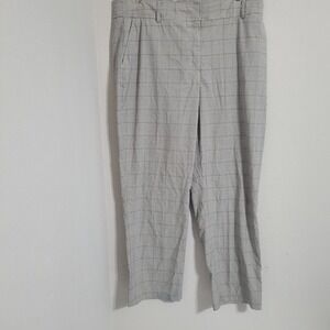 Joie size 14 dress pants plaid zip clasp button pockets formal work business